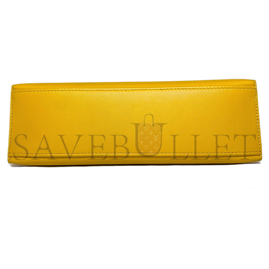 HERMÈS KELLY POCHETTE JAUNE AMBRE SWIFT GOLD HARDWARE (22*14*7cm) 